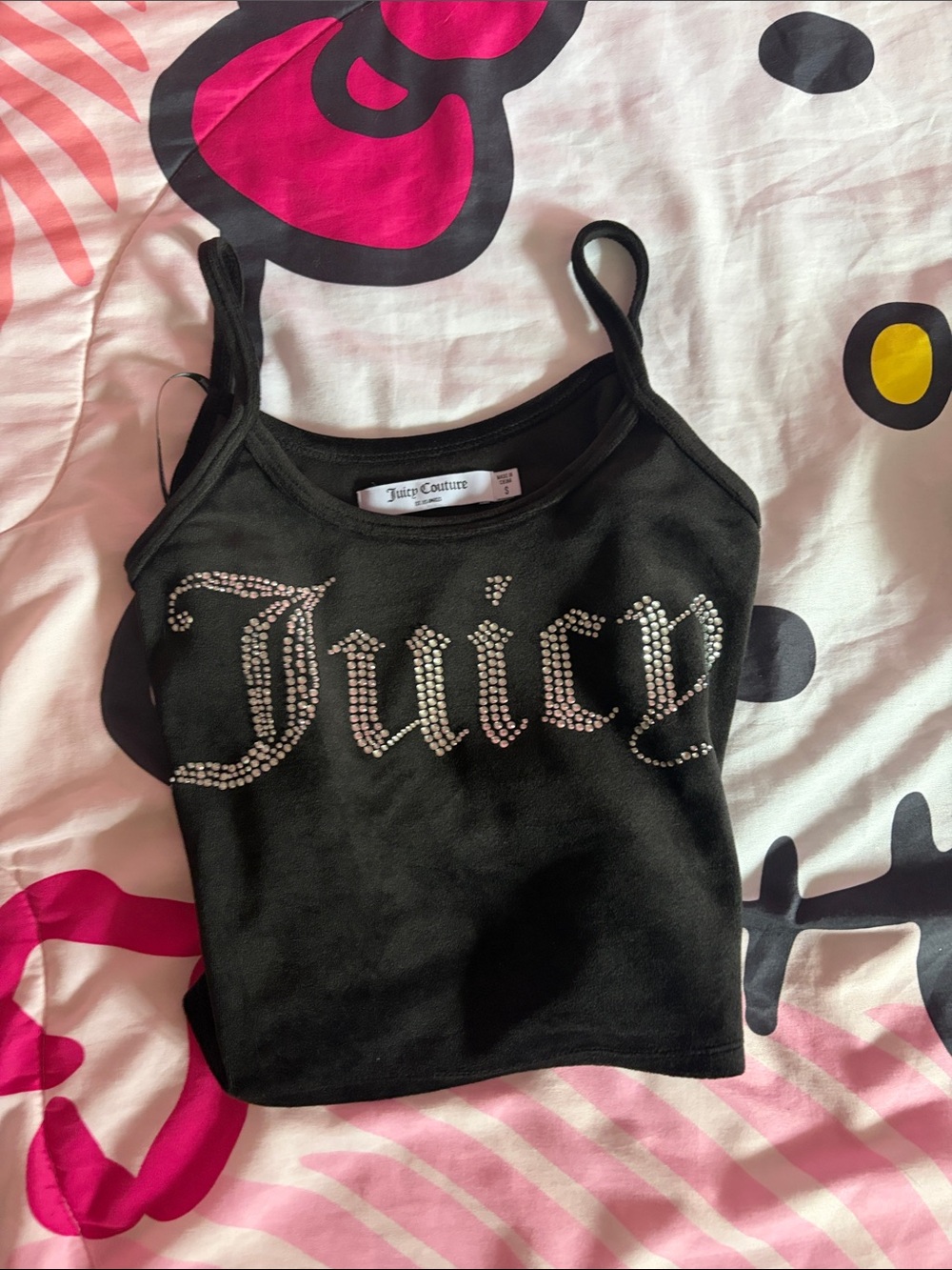 Juicy Couture Black Rhinestone Logo Tank Top for Girls